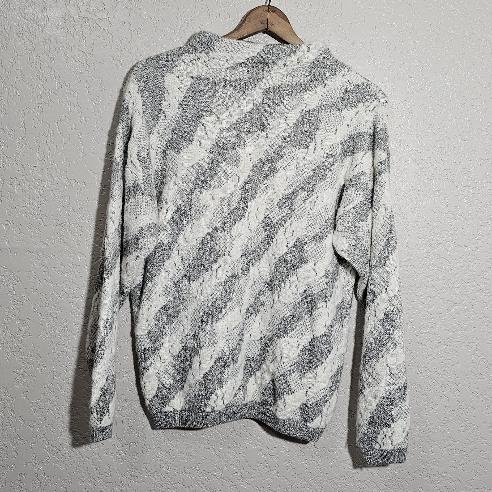 Vintage Gerard Works Gray/Offwhite Wool Blend Knit Grandpa Sweater